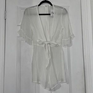 Missguided Tie Front Kimono Sleeve Playsuit